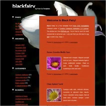 Negro de hadas libre Plantillas web gratis