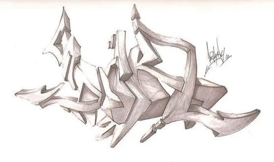 new graffiti: Graffiti Sketches: 3D Graffiti Art Alphabet