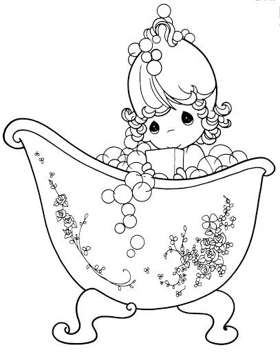 Niña bañandose para colorear | Dibujos para colorear | Pinterest
