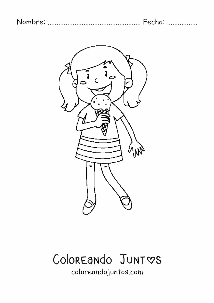 Niña comiendo helado | Coloreando Juntos