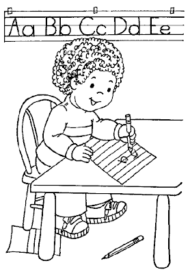 Niña escribiendo en mesa para colorear y pintar ~ 4 Dibujo