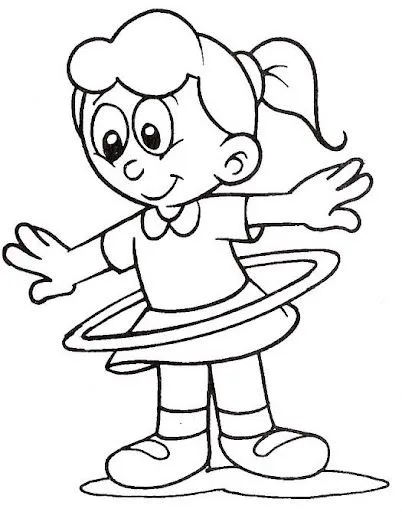 Pinto Dibujos: Niña con hula hula para colorear Pinto Dibujos: Niña con hula hula para colorear