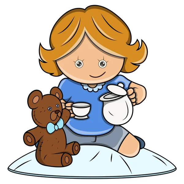 Niña jugando a casa - ilustración de dibujos animados vector ... Niña jugando a casa - ilustración de dibujos animados vector ...
