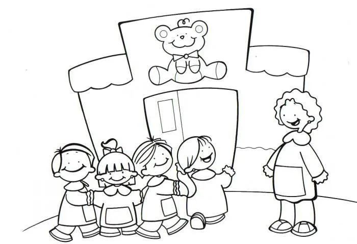 Niña llegando al colegio para colorear - Imagui Niña llegando al colegio para colorear - Imagui