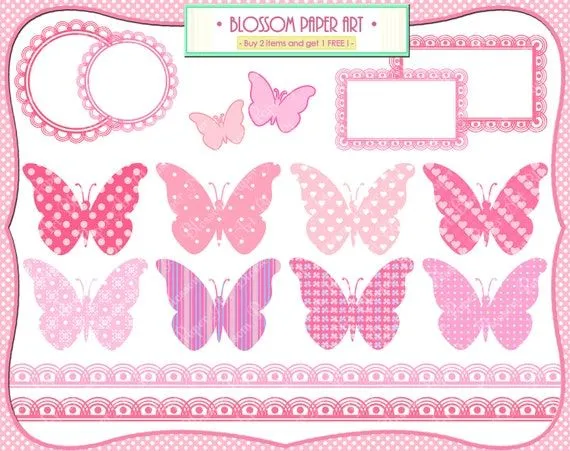 Niña mariposas bebé rosa ducha imprimibles por blossompaperart