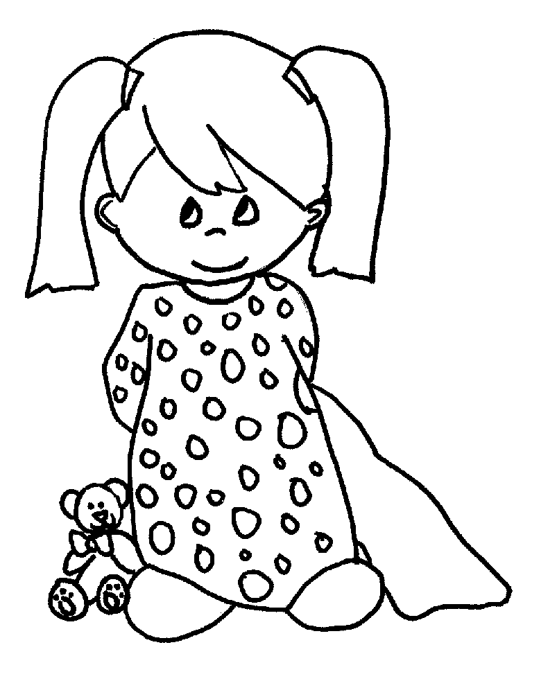 Niña preparándose para dormir. Dibujo - Portal Escuela