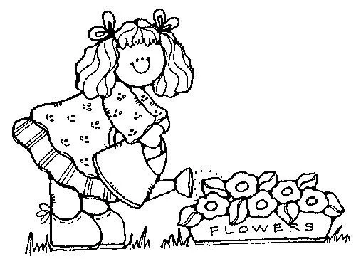 Niña regando plantas para colorear - Imagui Niña regando plantas para colorear - Imagui
