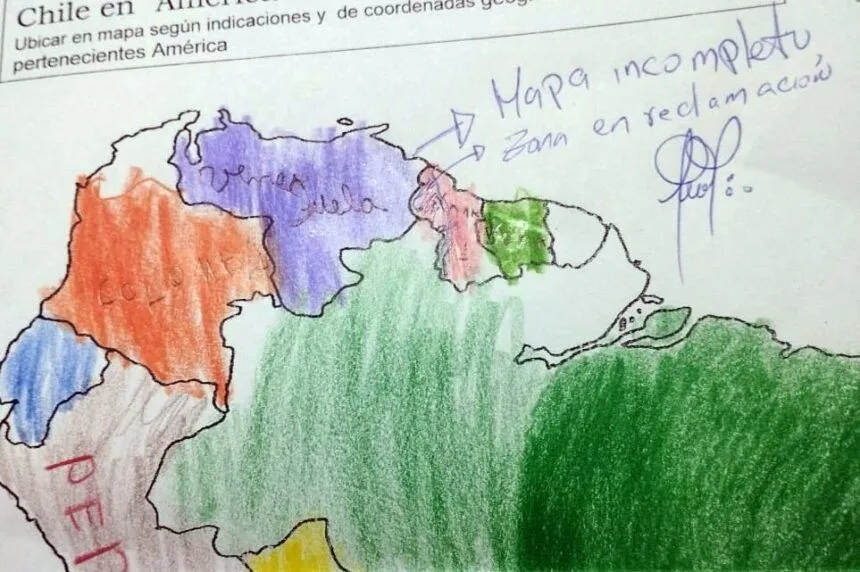 Niña venezolana fue regañada por su maestra por ponerle rayas al Esequibo Niña venezolana fue regañada por su maestra por ponerle rayas al Esequibo