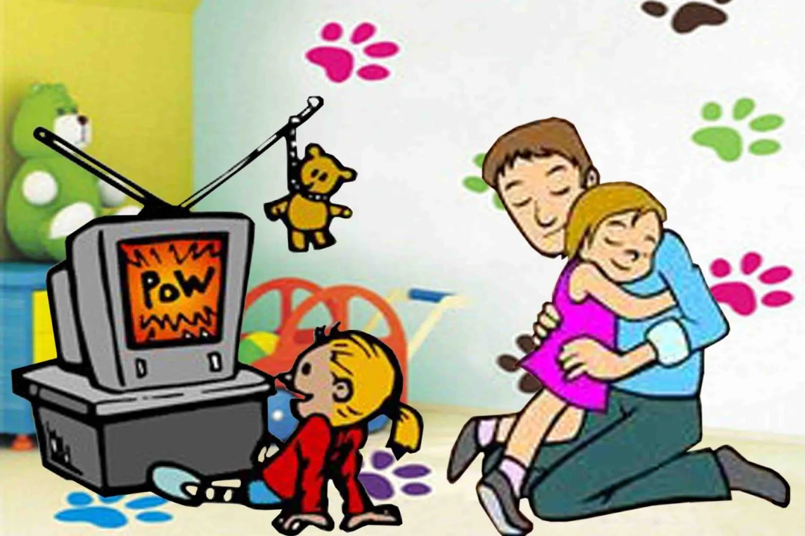 Niña viendo television en caricatura - Imagui