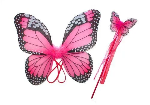 Niñas Disfraz Hada Mariposa Monarca. Hot Pink y Negro 4 piezas con ...