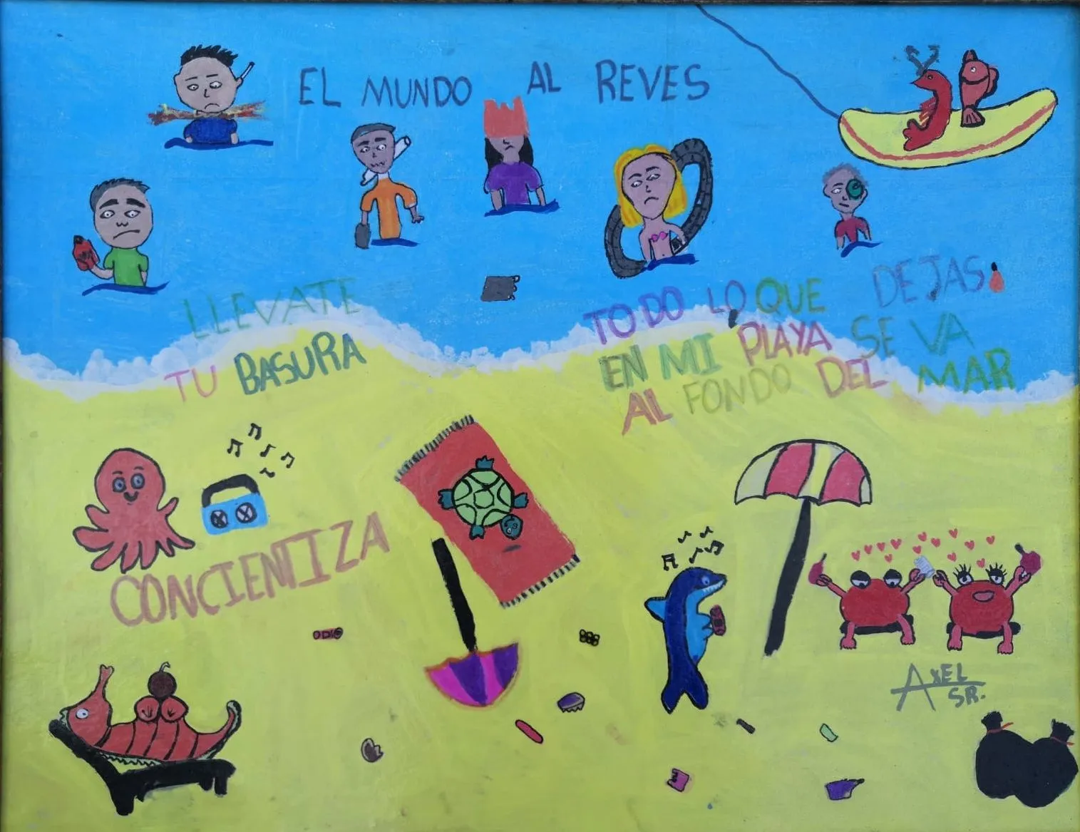 Niñas y niños quieren playas sin basura; dibujan carteles | Son Playas Niñas y niños quieren playas sin basura; dibujan carteles | Son Playas