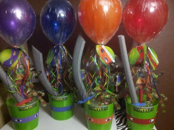 Ninja Turtle Centerpieces add googly eyes! | centros de mesa ...