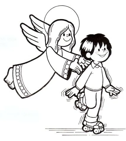Niño con un angel para colorear ~ Dibujos Cristianos Para Colorear Niño con un angel para colorear ~ Dibujos Cristianos Para Colorear