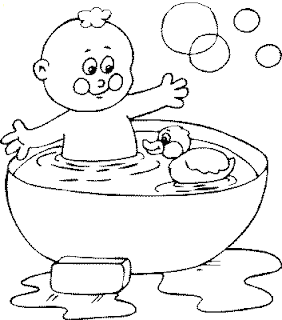 Niño en el baño | Dibujos para Colorear Infantil Niño en el baño | Dibujos para Colorear Infantil