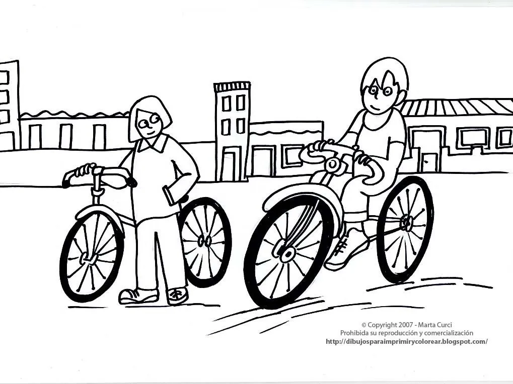 Niño en bicicleta para colorear - Imagui