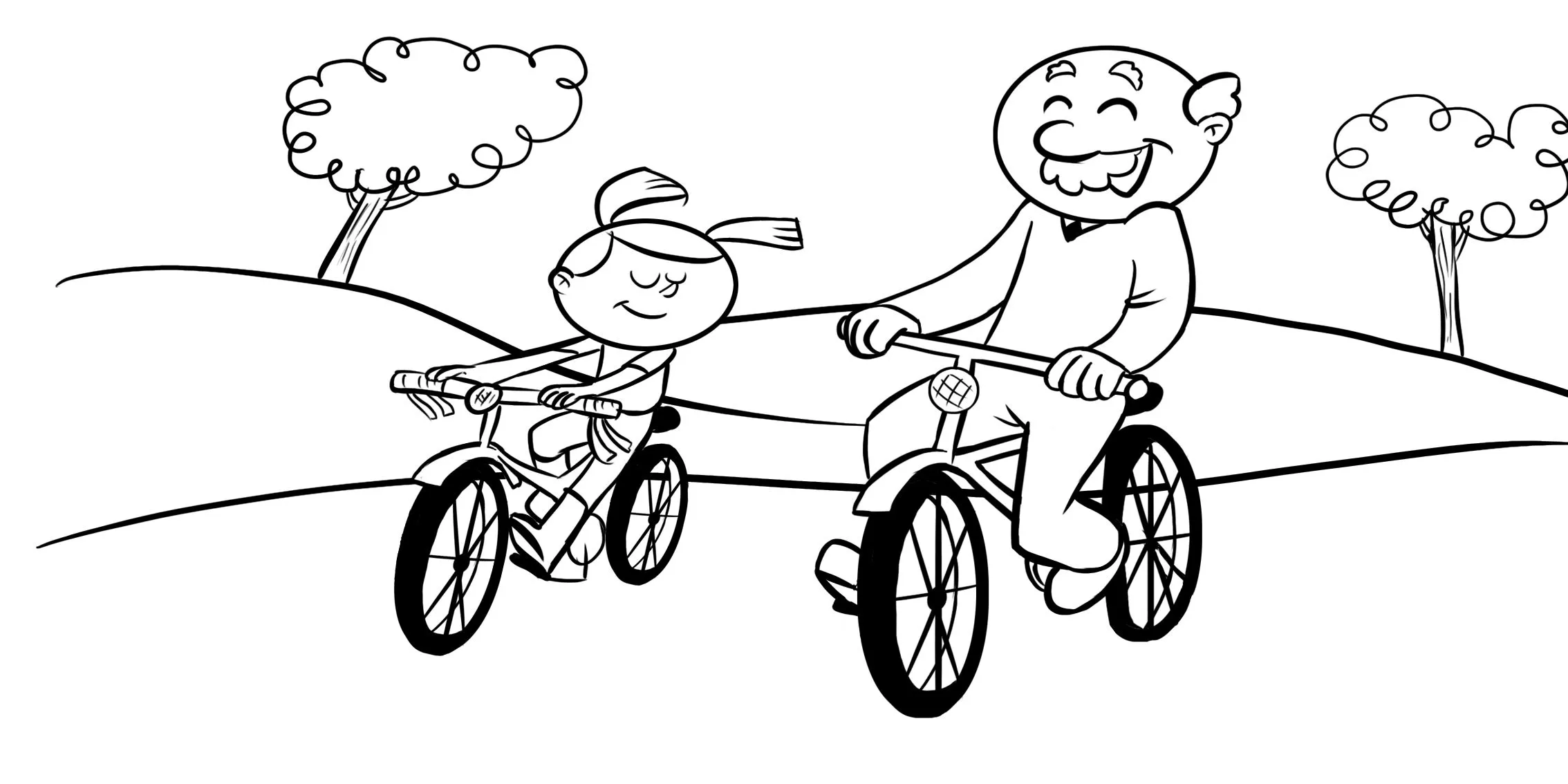 Dibujos de vida cotidiana de abuelos y nietos. Ocio en casa ...