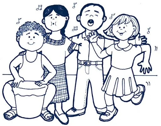 Niños cantando y bailando para colorear - Imagui Niños cantando y bailando para colorear - Imagui