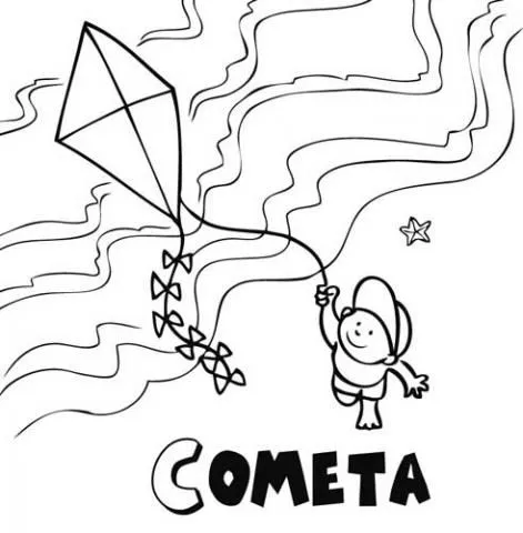 Niño elevando una cometa para colorear - Imagui