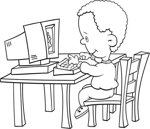 Niño en la computadora para colorear - Imagui