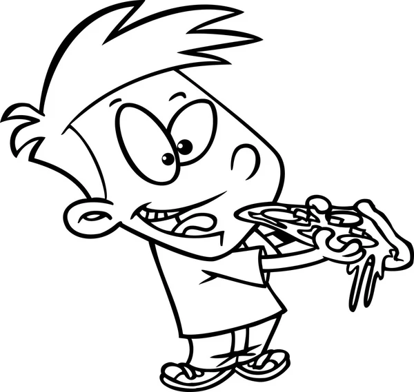 niño de dibujos animados comiendo pizza — Vector stock ... niño de dibujos animados comiendo pizza — Vector stock ...