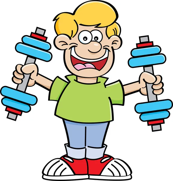 Niño de dibujos animados haciendo ejercicio — Vector stock ... Niño de dibujos animados haciendo ejercicio — Vector stock ...