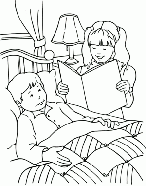 Niño enfermo para colorear