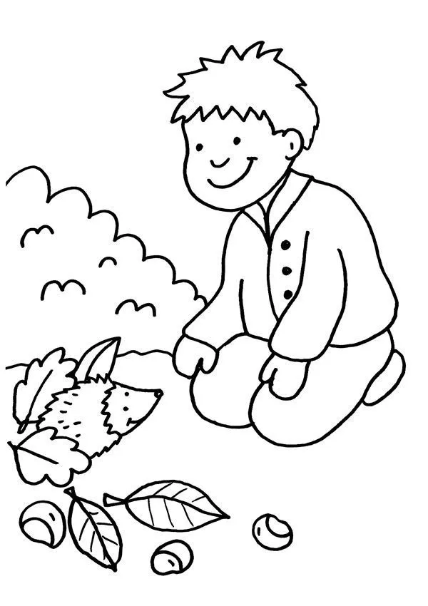 Niño y erizo: dibujo para colorear e imprimir gratis Niño y erizo: dibujo para colorear e imprimir gratis