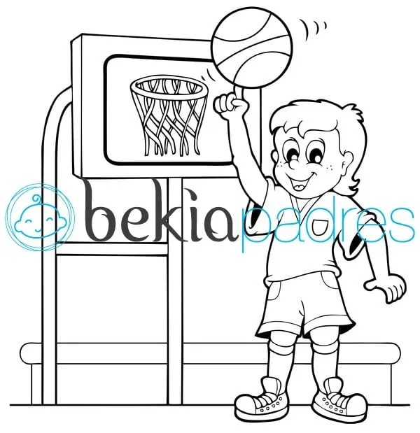 Niño jugando al baloncesto: dibujo para colorear Niño jugando al baloncesto: dibujo para colorear