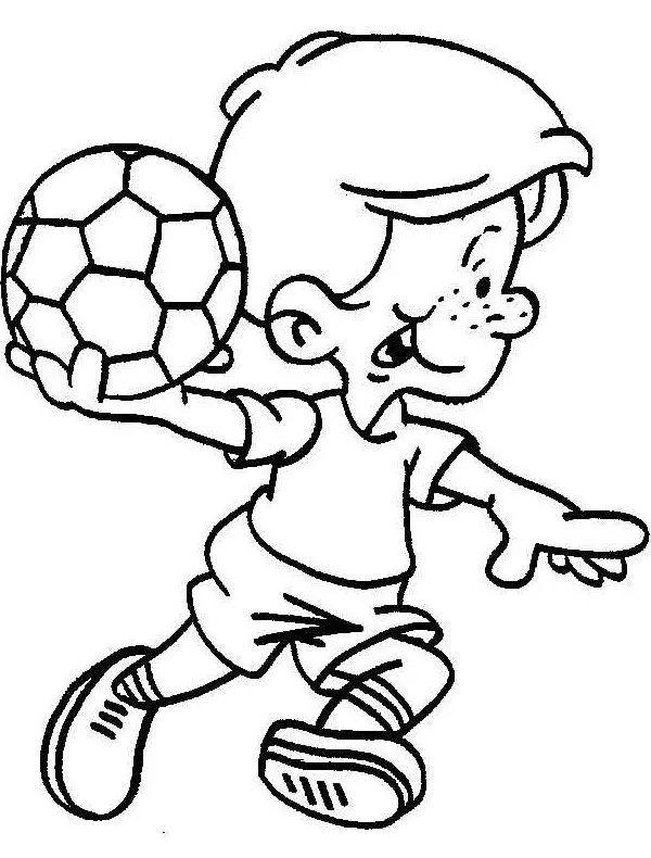 Niño jugando futbol para colorear