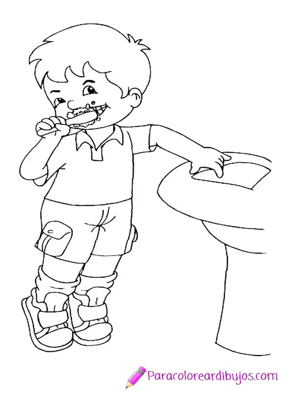 Niño lavandose los dientes para colorear | Colorear dibujos Niño lavandose los dientes para colorear | Colorear dibujos
