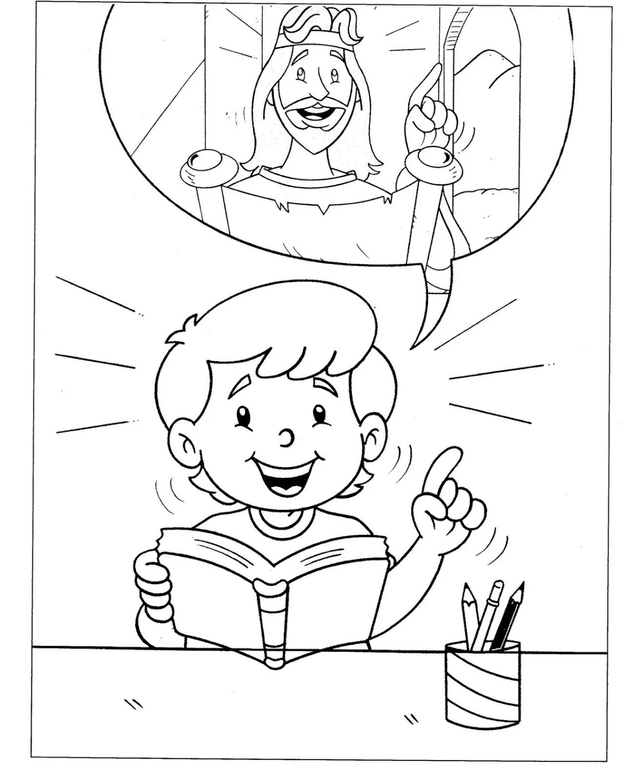 Niño leyendo la biblia para colorear ~ Dibujos Cristianos Para ...