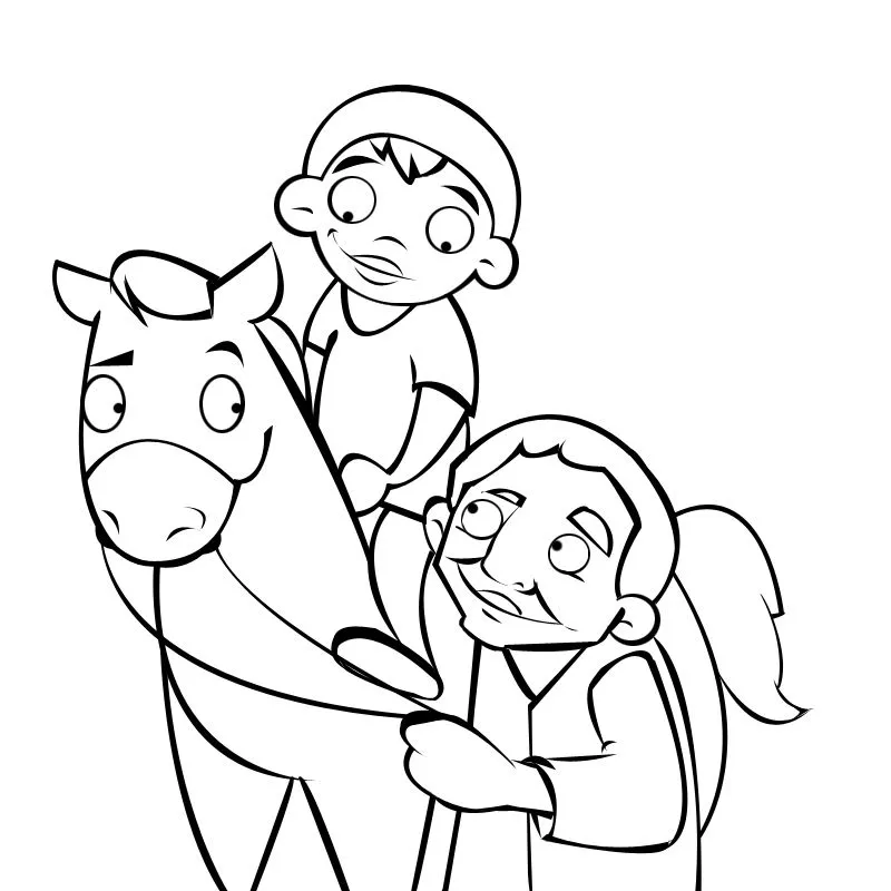 NIÑO MONTANDO UN CABALLO Colouring Pages