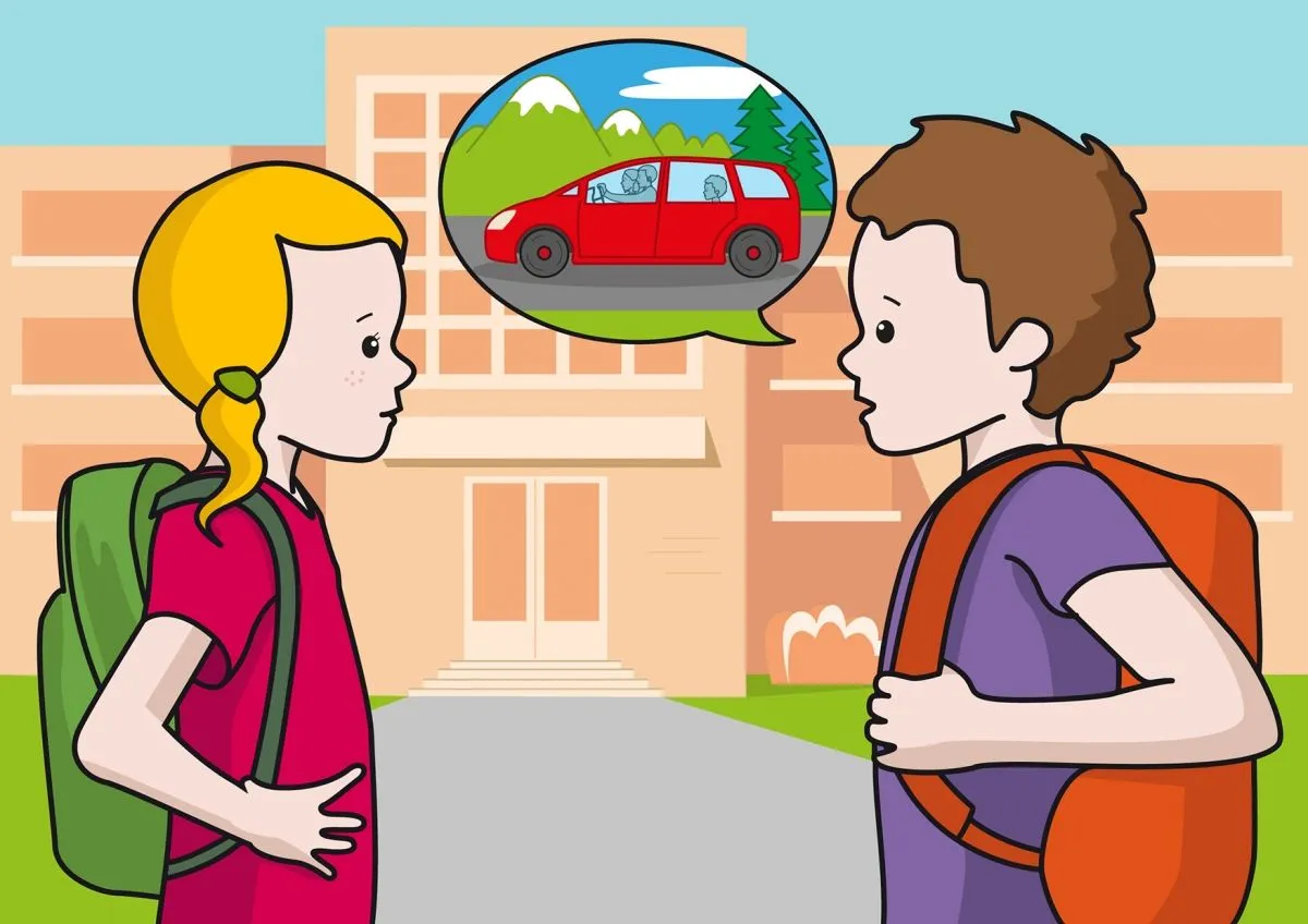 El niño habla con la niña en el colegio #Soyvisual El niño habla con la niña en el colegio #Soyvisual
