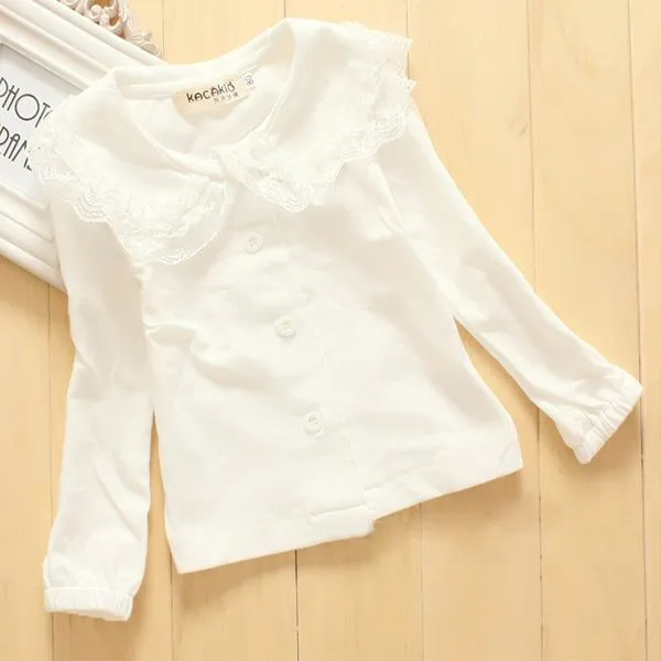 Niño niñas blusas de manga larga blusa de encaje de cuello camisas ... Niño niñas blusas de manga larga blusa de encaje de cuello camisas ...