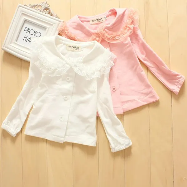 Niño niñas blusas de manga larga blusa de encaje de cuello camisas ... Niño niñas blusas de manga larga blusa de encaje de cuello camisas ...