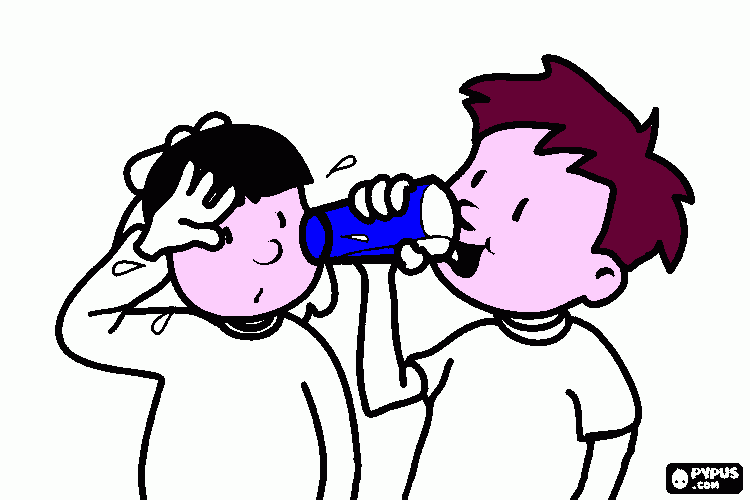 NIÑO TOMANDO AGUA PARA COLOREAR - Imagui