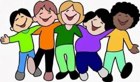 Niños abrazados en caricatura - Imagui