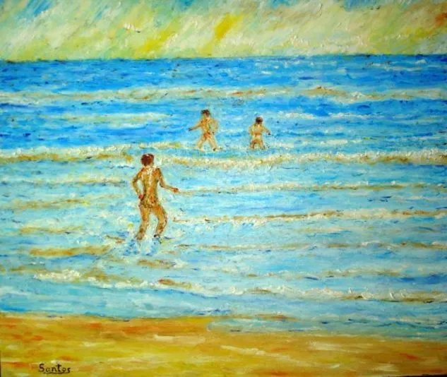 Niños bañándose en la playa José Rodelgo Santos- Artelista.com Niños bañándose en la playa José Rodelgo Santos- Artelista.com