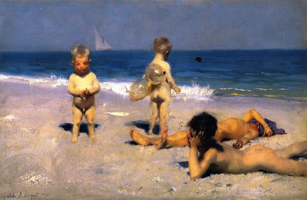 Niños bañándose Neopolitan", óleo sobre lienzo de John Singer ...