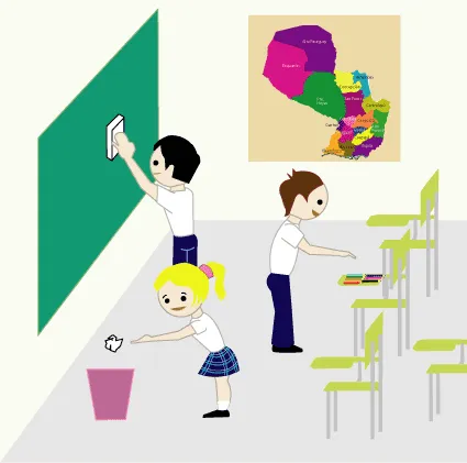 Niños barriendo el aula - Imagui