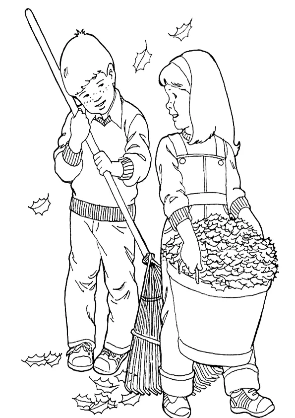 Niños barriendo para colorear | Dibujos para colorear Niños barriendo para colorear | Dibujos para colorear