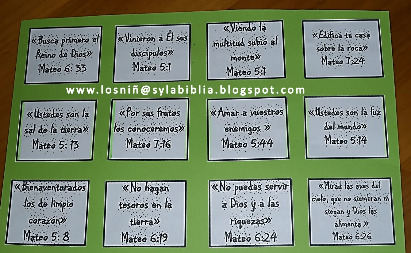 Los niños y la Biblia: Sermón del Monte. Juego para relacionar ...