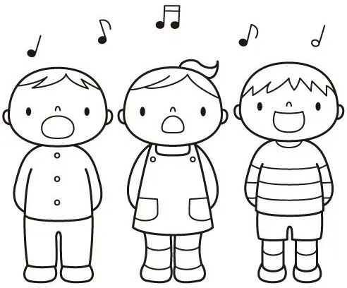 Niños cantando para colorear - Imagui