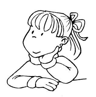 Una niña pensando para colorear - Imagui