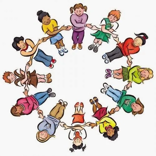Niños en Circulo jugando para imprimir y pegar - Para niños Niños en Circulo jugando para imprimir y pegar - Para niños