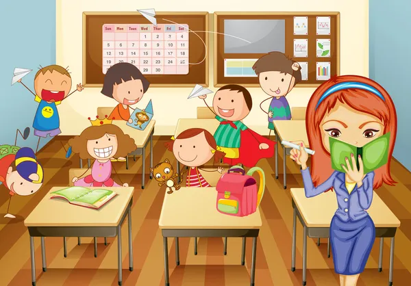 Niños en clase — Vector stock © interactimages #11384455