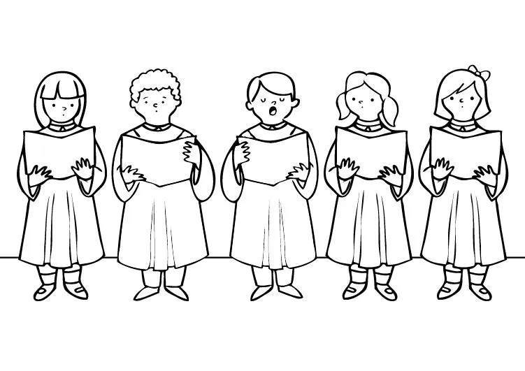 Los niños del coro: dibujo para colorear e imprimir