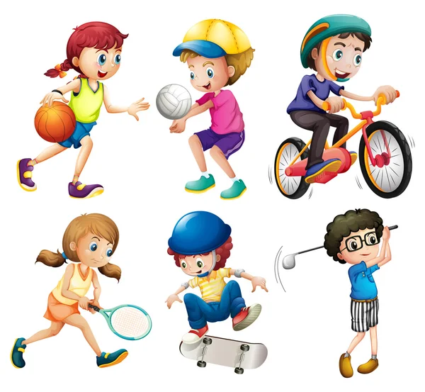 Los niños y los deportes — Vector stock © interactimages #52593799