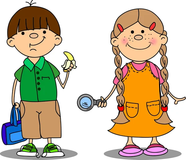 Niños de dibujos animados, estudiantes — Vector stock ... Niños de dibujos animados, estudiantes — Vector stock ...