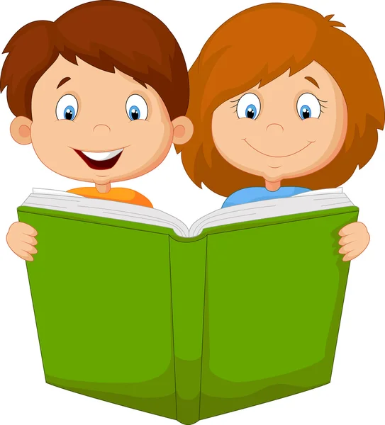 Niños de dibujos animados leyendo libro — Vector stock © tigatelu ... Niños de dibujos animados leyendo libro — Vector stock © tigatelu ...